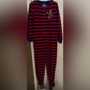 Nick & Nora Navy and Red Sleepwear sock monkey themed size small women